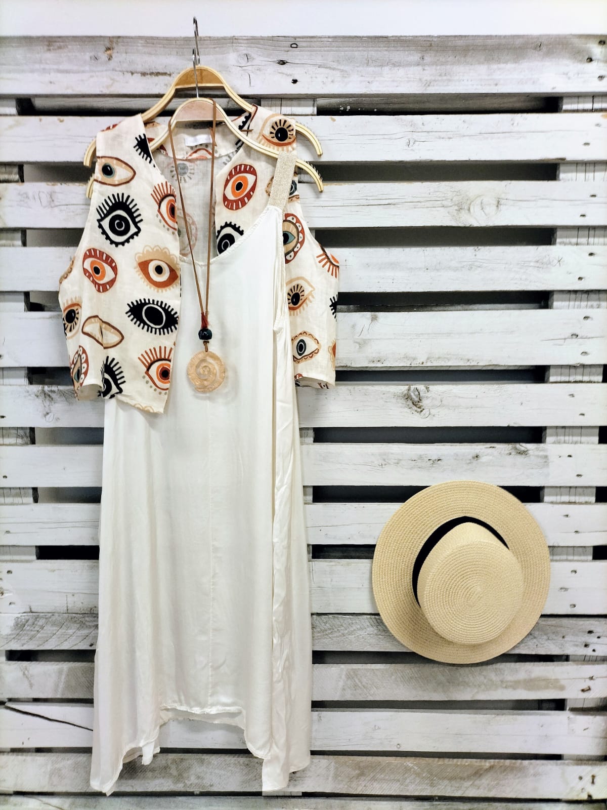 Vestido ROMA satinado Crudo - botanikamoda