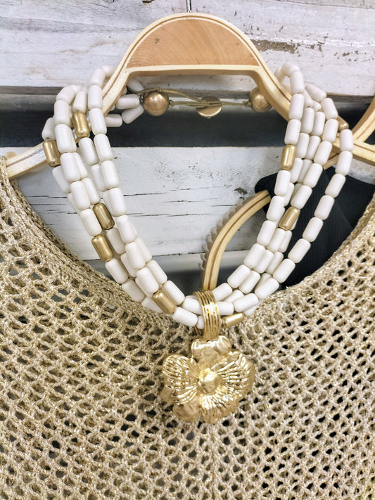 Collar Blanco flor - botanikamoda