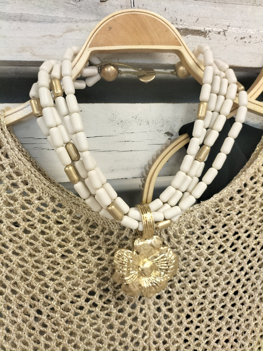 Collar Blanco flor - botanikamoda
