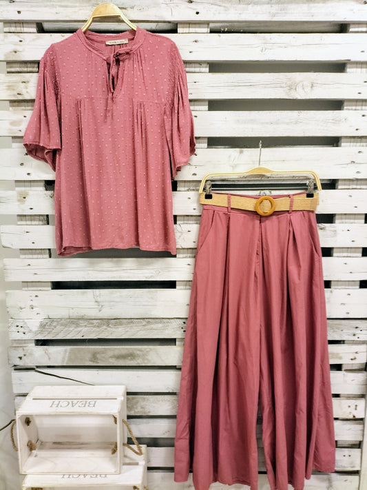 Pantalón ancho rosa antiguo - botanikamoda