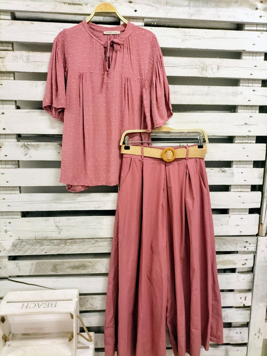 Pantalón ancho rosa antiguo - botanikamoda