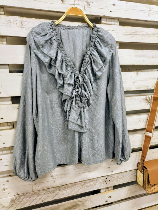 Blusa Romántica Azul Denim - botanikamoda