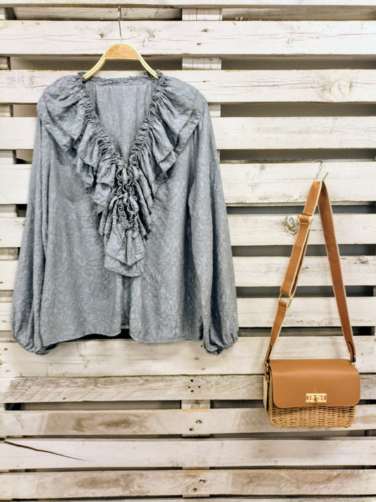 Blusa Romántica Azul Denim - botanikamoda