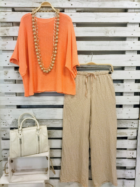 Pantalón Vichy Camel