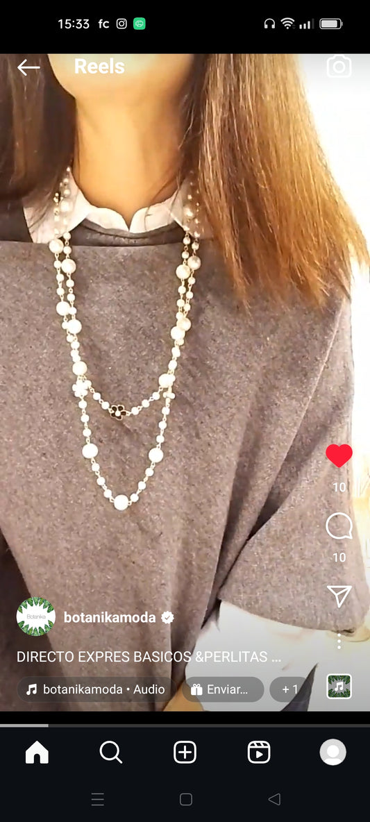 Collar  perlitas y flor - botanikamoda