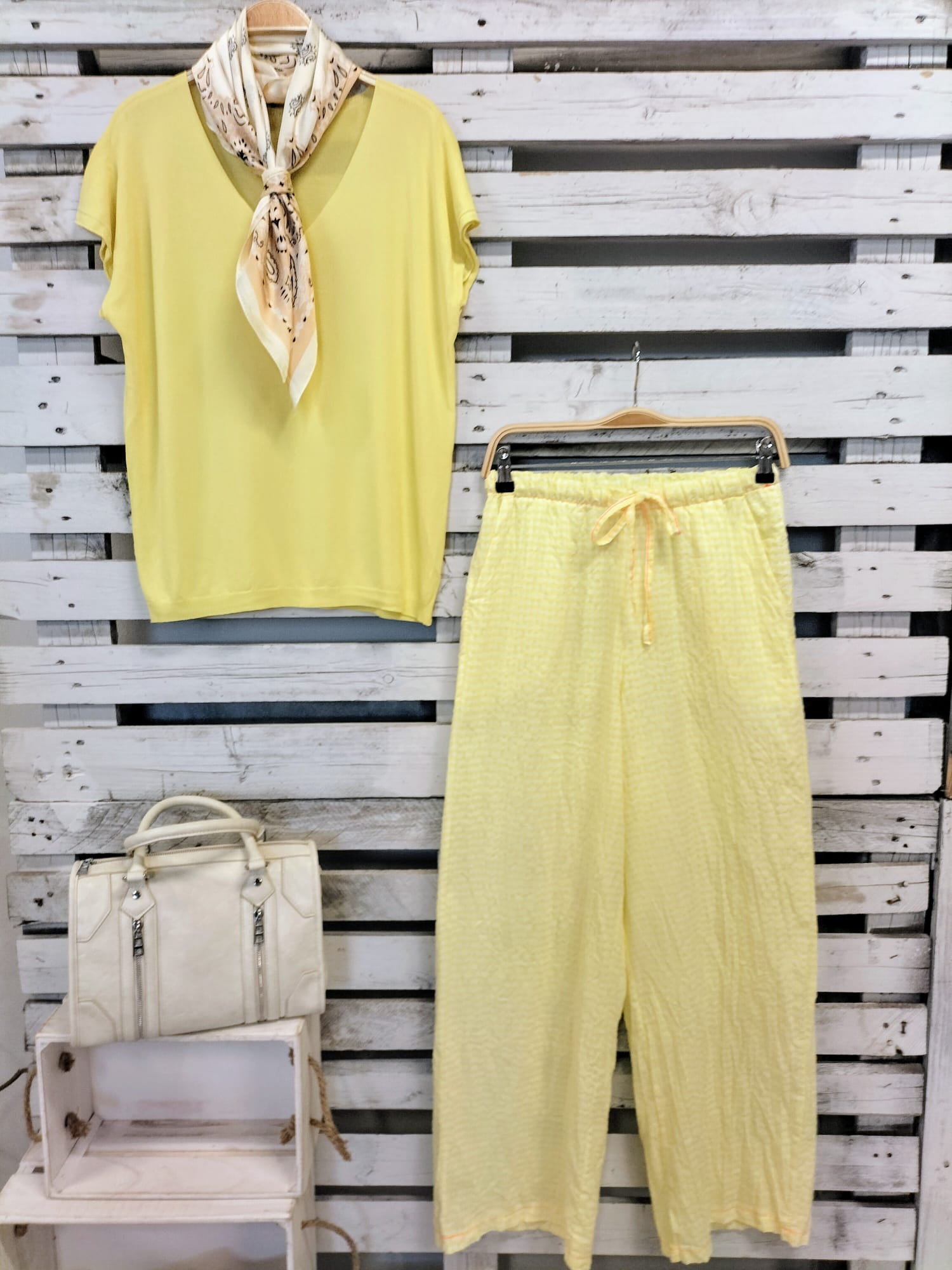 Pantalón Vichy amarillo - botanikamoda