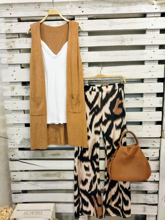 Chaleco camel punto