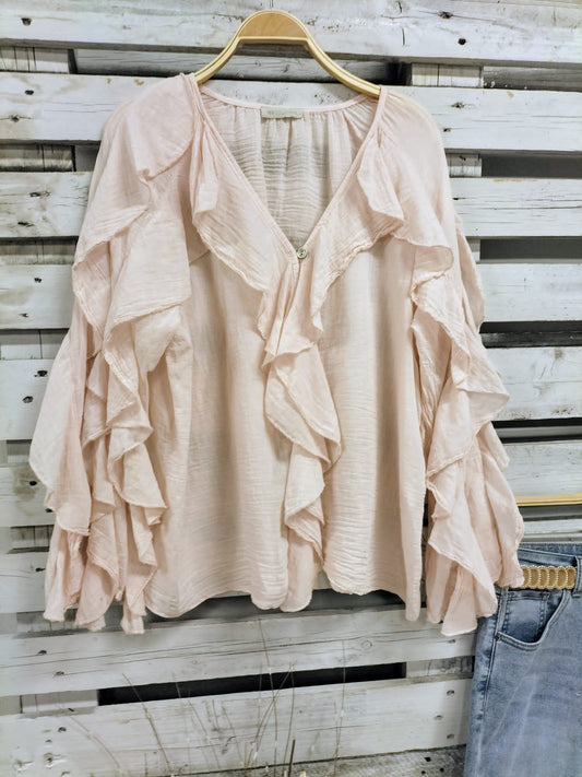 Blusa boho chic rosa palo - botanikamoda