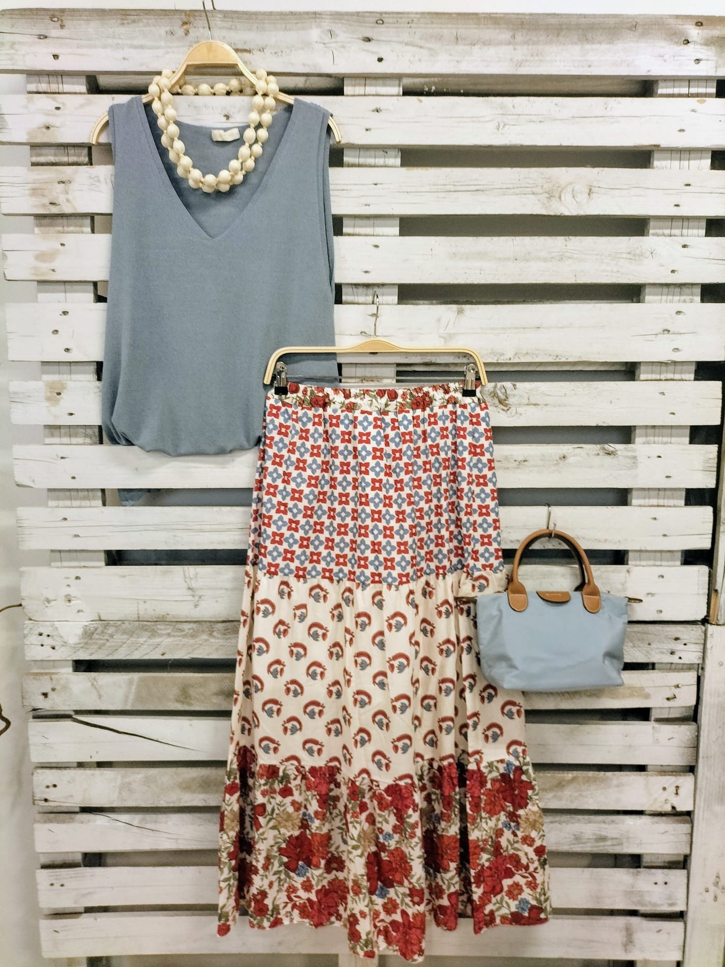 Top Celeste punto verano
