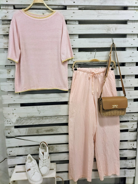 Pantalón Vichy rosa - botanikamoda