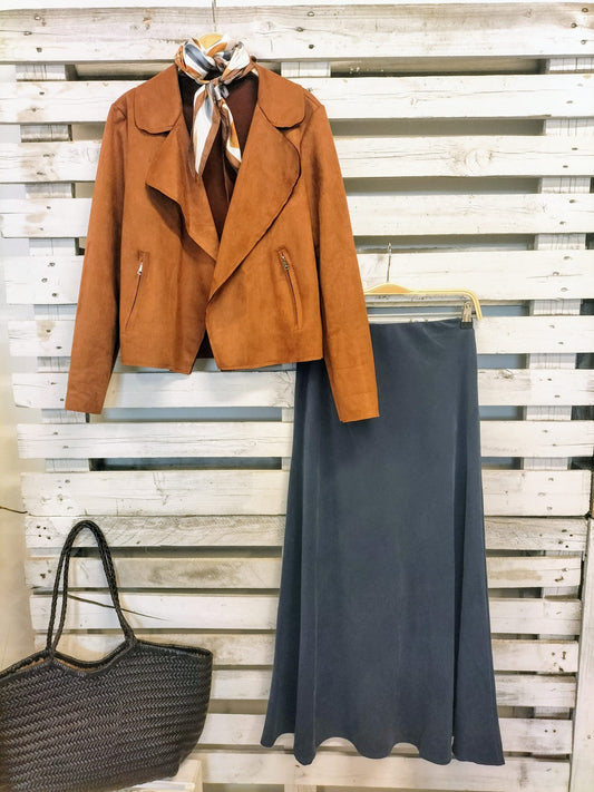 CHAQUETA Milán marino tejido soft melocotón - botanikamoda