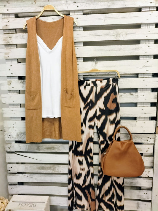 Chaleco camel punto
