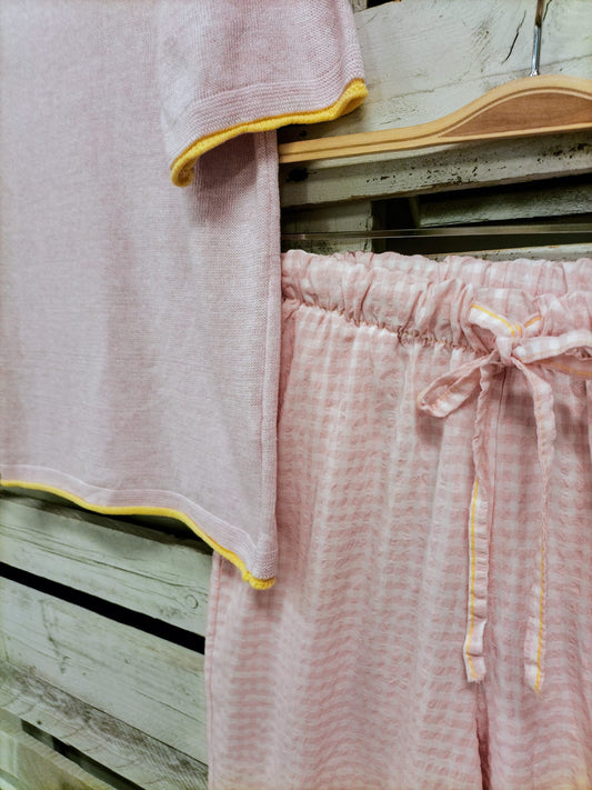 Pantalón Vichy rosa - botanikamoda