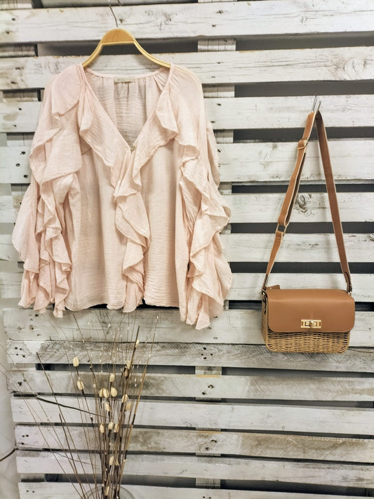 Blusa boho chic rosa palo - botanikamoda